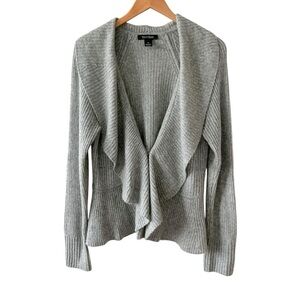 White House Black Market Gray Ruffle Cardigan